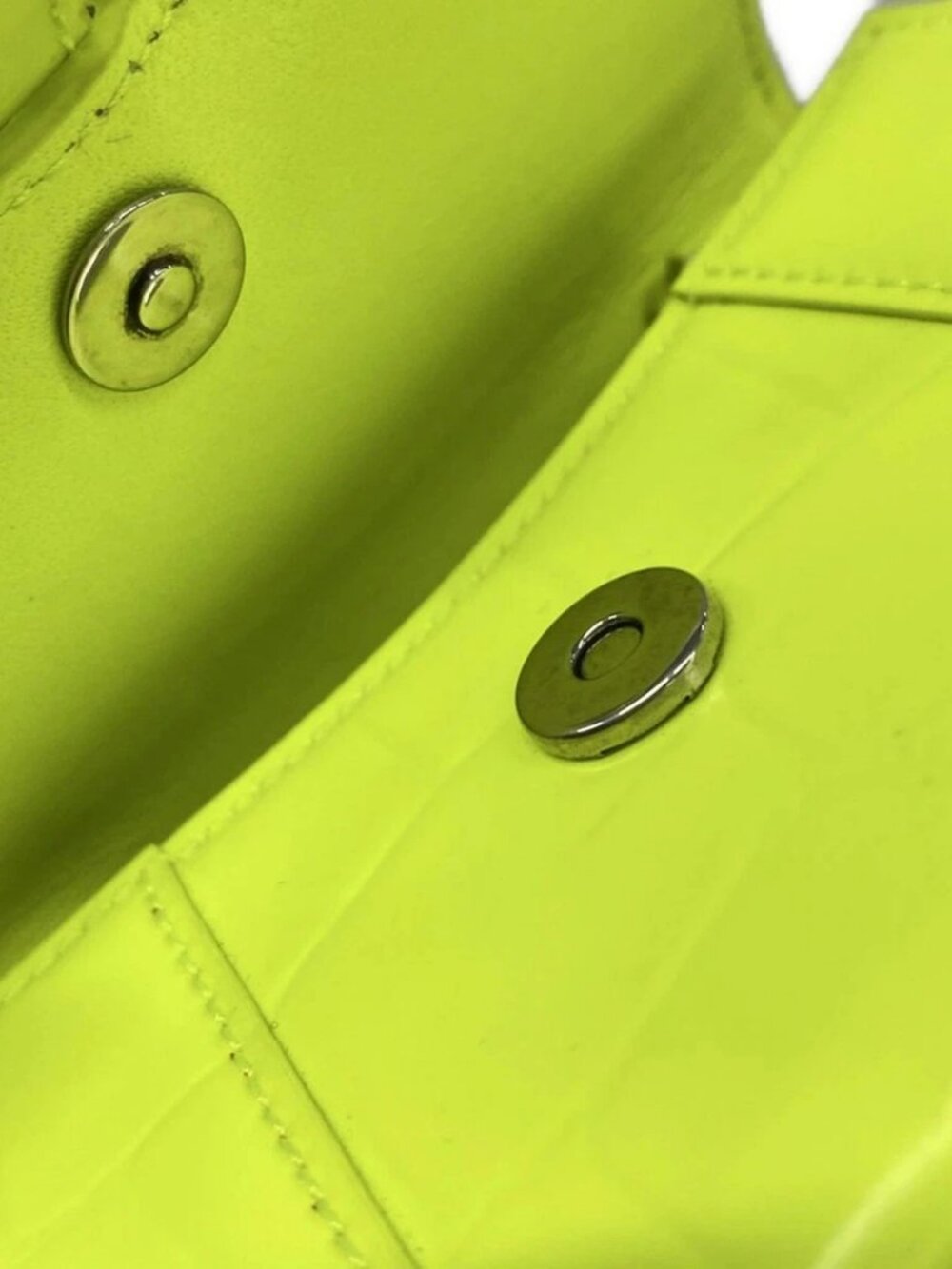 BALENCIAGA Hour Glass 637372 Yellow Green Leather Handbag - Picture 10 of 15